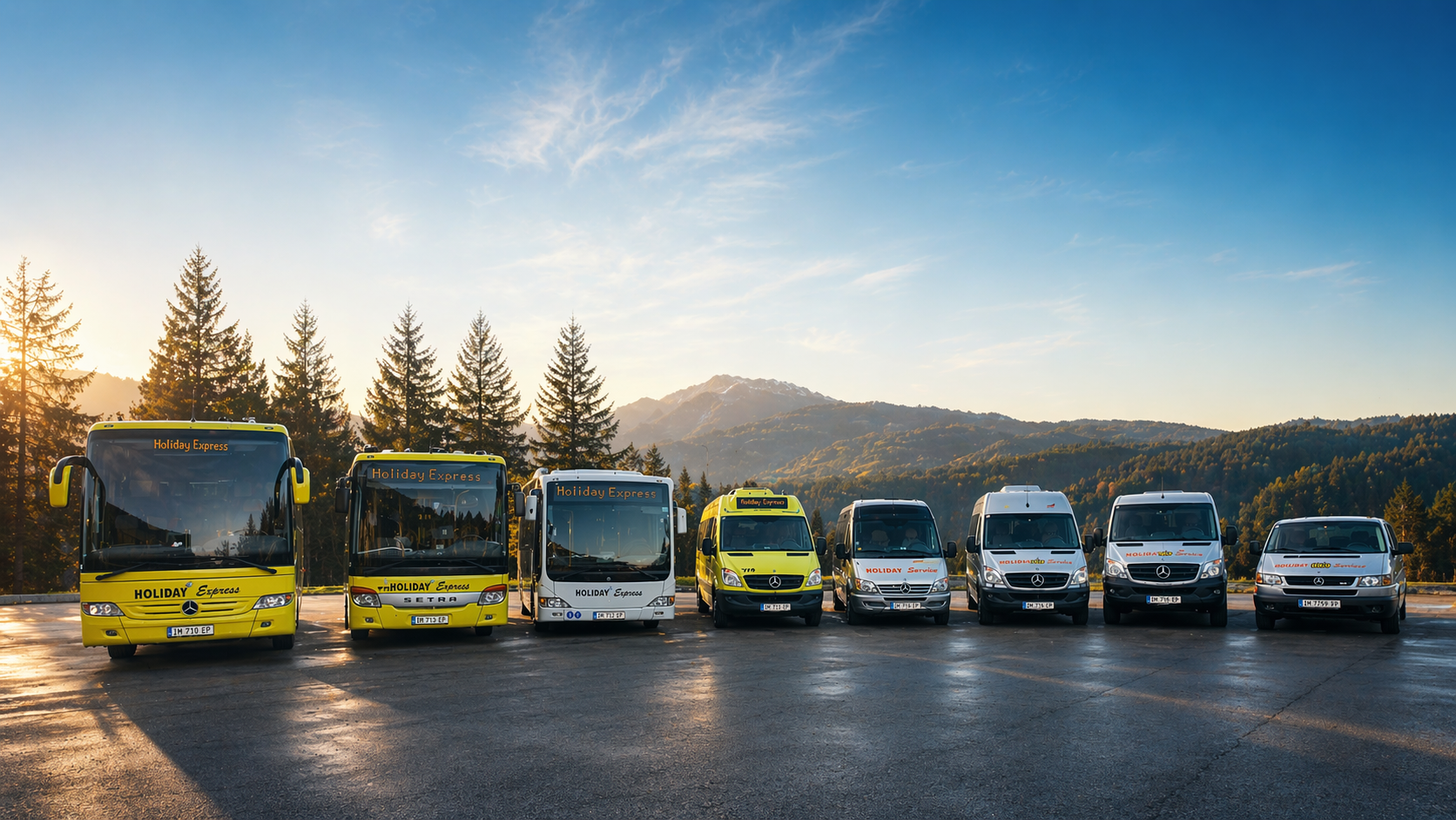 Holiday Express Bus vor Bergkulisse im Pitztal